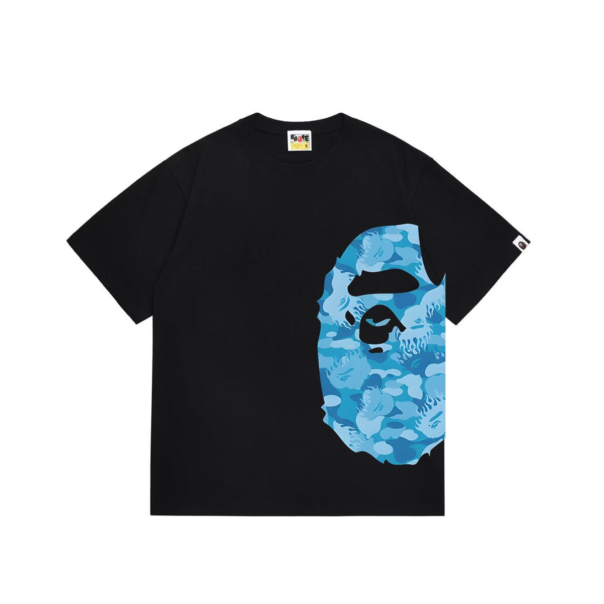 BAPE Blue Camo Ape-Head Side Graphic T-Shirt — front