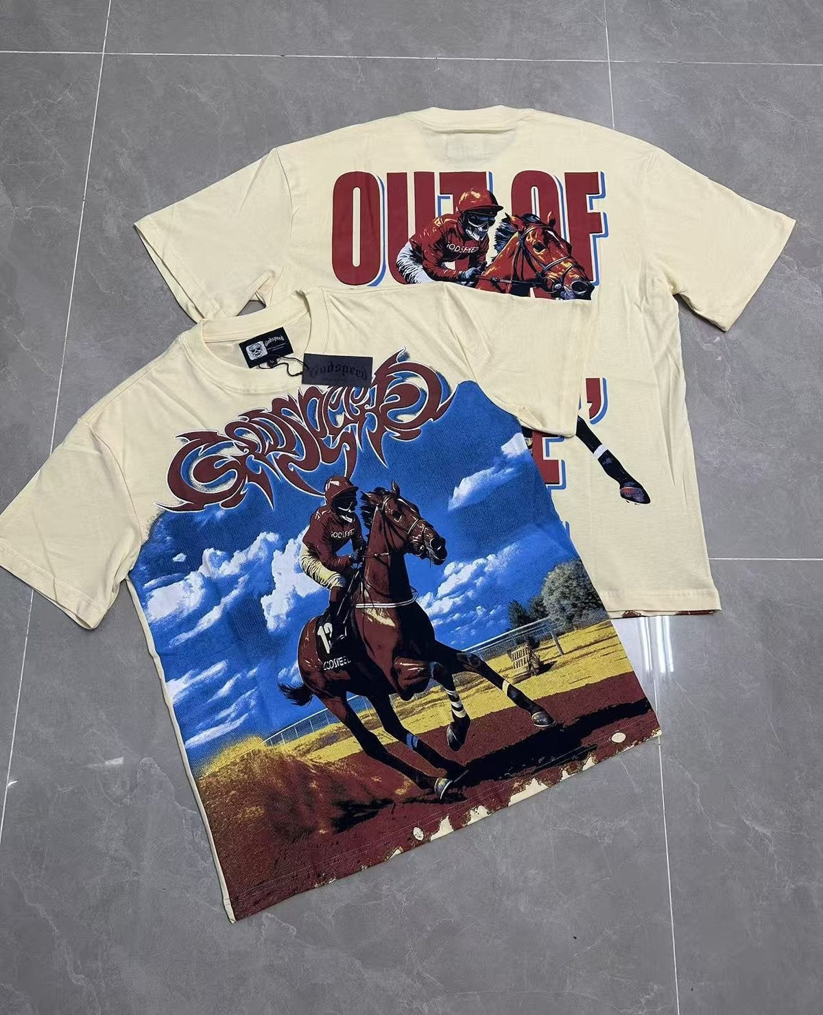 Godspeed Horse Racing Graphic T-Shirt — context