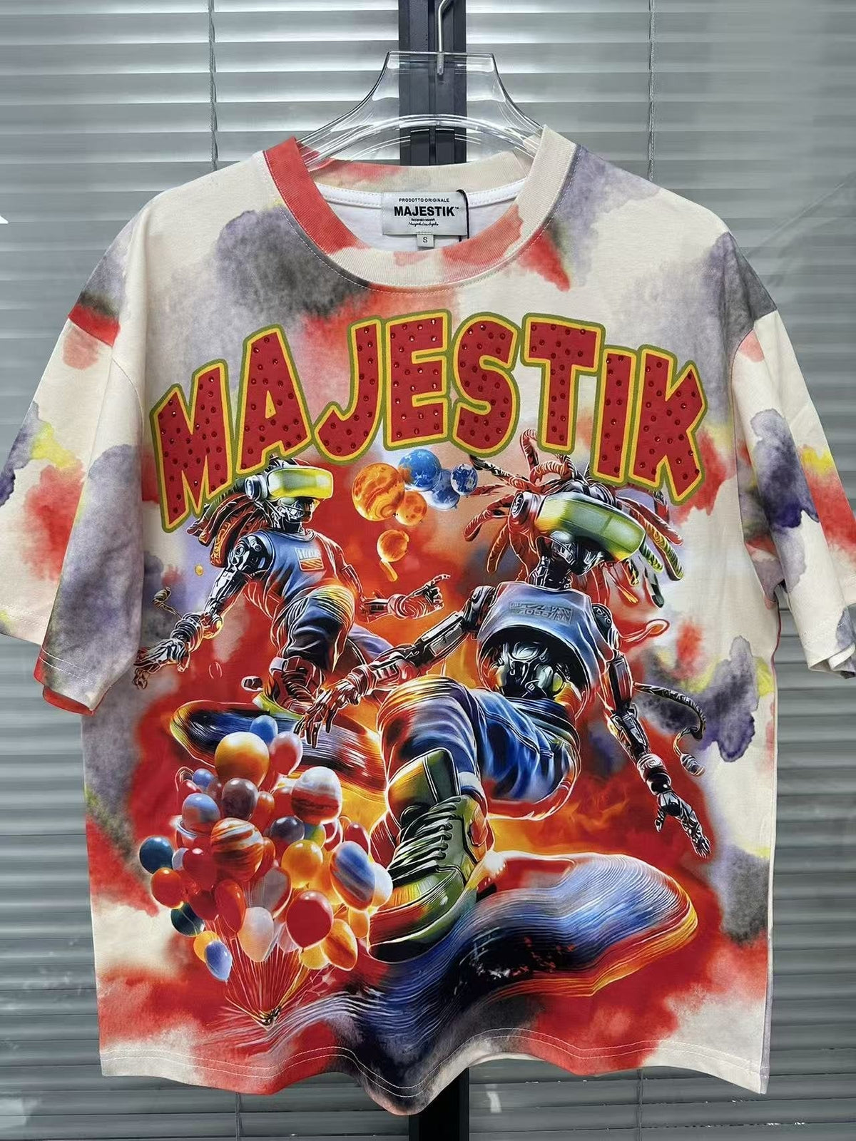 MAJESTIK Watercolor Allover Graphic T-Shirt — front