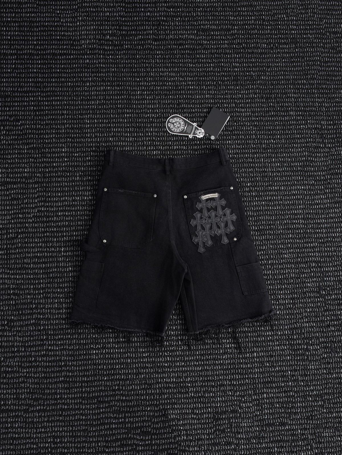 Chrome Hearts Black Graphic Appliqué Denim Cargo Shorts — hero