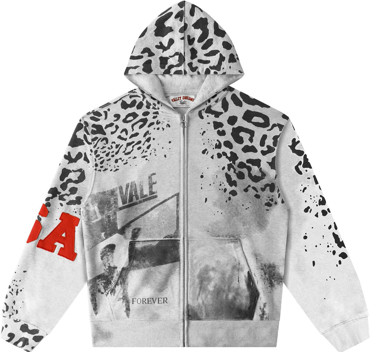 Valley Dreams Forever Leopard Panel Zip Hoodie — front